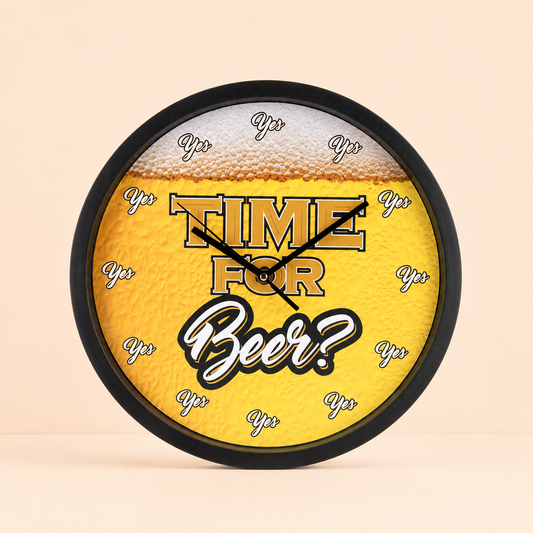 Bier wandklok Time for Beer - grappige klok voor mancave en thuisbar